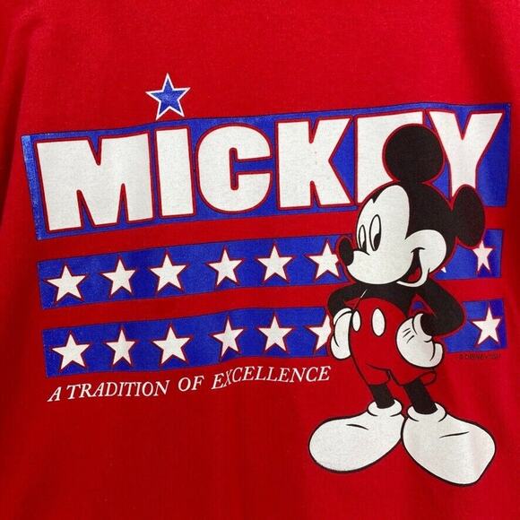 Vtg Disney Mickey Umlimited TShirt Unisex Large Red Jerry Leigh Cropped Crew - Picture 4 of 11